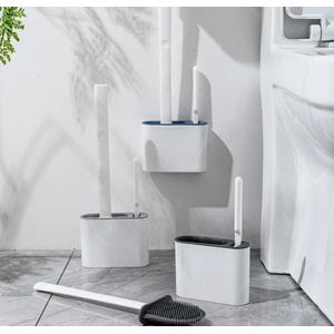 Siliconen Toilet Borstel Wit Zwart - Siliconen Toilet Reiniger - Toiletborstel Met Houder Siliconen - Toilethouder Zelfklevend - Reiniging Toilet Pot - Moderne Toilet Borstel