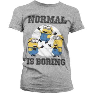 Minions Dames Tshirt -M- Normal Life Is Boring Grijs