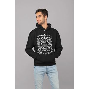1991 Jaar Zwart Hodie - Maat M - Vintage Aged To Perfection - Verjaardagscadeau - Limited Edition