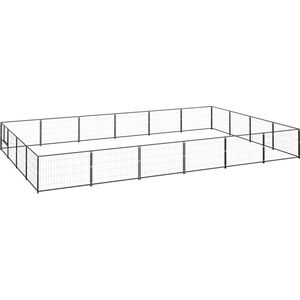 The Living Store Hondenren - Grote staaldraadkennel - 600x400x70 cm - Zwart