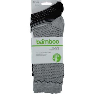 Apollo Sokken Fashion Bamboo Dames Grijs/zwart 3-pack Mt 39/42