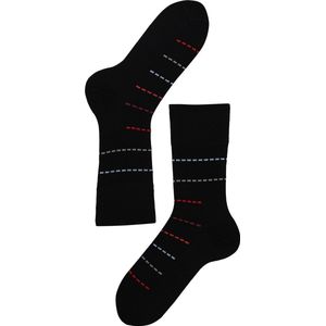 Lenz Longlife Think About Sokken Zwart Blauw/Groen/Rood Gestreept Man 2Pack 39-41
