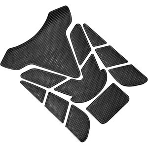 Nordivar - Universele Motorfiets Benzinetank Sticker 3D Zwart PVC Rubber 7.68''x5.63'' - Benzinetank Beschermer - Brandstof Benzinetank Pad - Decal