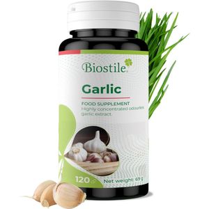 Biostile – Knoflook – Ondersteunt Immuunsysteem en Hartgezondheid – Antioxiderende Bescherming – 120 Capsules