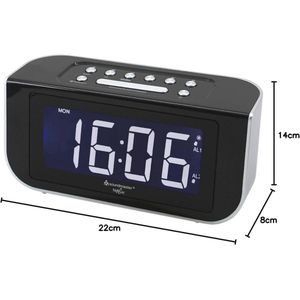 FM wekkerradio met automatische tijdinstelling en dubbel alarm