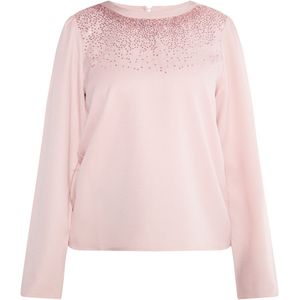 Usha - Blouseshirt - Poederroze - Effen - Lange Mouw - Normale Pasvorm