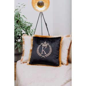 Embroidered pillow / personalised pillow / monogram pillow / decorative cushion 40x 40 black velvet letter K