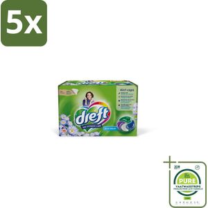 5 x Dreft - Wasmiddelcapsules - Blue Dreams - Frisse geurboost - 16 Wasbeurten - Grootverpakking - Wascapsules - Plasticvrije Verpakking - Wasmiddel - Wascapsules Dreft - Wasmiddel Capsules