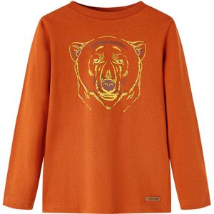 vidaXL - Kindershirt - met - lange - mouwen - 116 - lichtroestkleurig