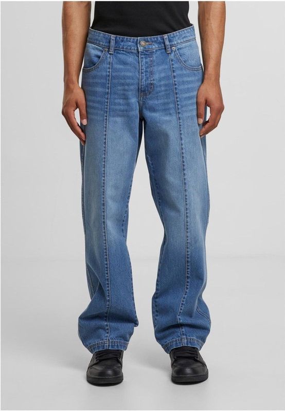 Urban Classics - Wide Leg Denim With Dividing Seams Broek rechte pijpen - Taille, 28 inch - Blauw