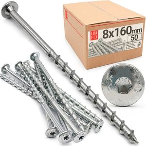 LUN FIX - Schroef voor gasbetonplaat 08x160 - bevestigen van gasbetonplaten - 50 stuks