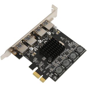 PCIE To USB Expansion Card, 4 USB 3.0 Ports 5Gbps High Speed PCI Express Card Comprehensive Protection Self-powered PCI E To USB Hub for Win for Linux