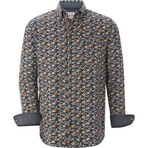 LORIVAN - Corduroy Overhemd - Donkerblauw - Patroon