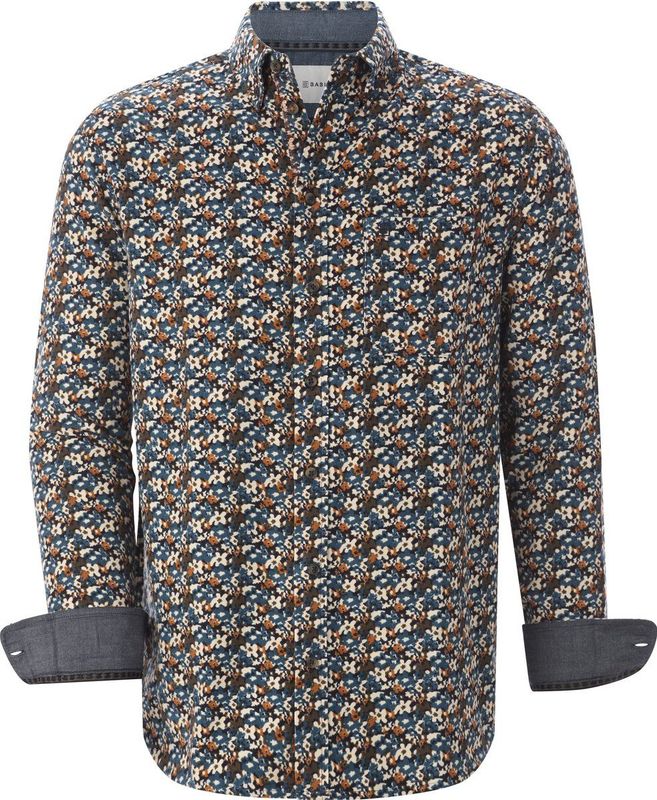 LORIVAN - Corduroy Overhemd - Donkerblauw - Patroon