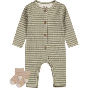 Dirkje - Noppies - Boxpak lichtgroen gestreept - 1 paar sokjes bruin gestreept - Maat 44