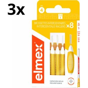 Elmex Interdentale Ragers 1.3 mm – Maat 4 - Geel - 3 x 8 stuks - Voordeelverpakking
