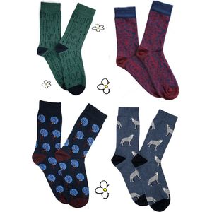 4 paar sokken voor volwassenen - Wolf - Egypte - Roman - Ammoniet (100% Oeko-tex gecertificeerd) maat 39-42