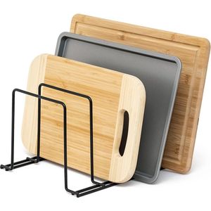 Bakplaat- en snijplankenrek - Pannenrek - Keukenkastjesorganizer – Zwart