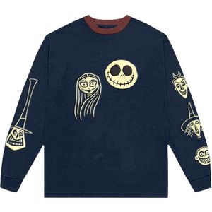 Disney The Nightmare Before Christmas - Faces AOP Longsleeve shirt - XL - Blauw