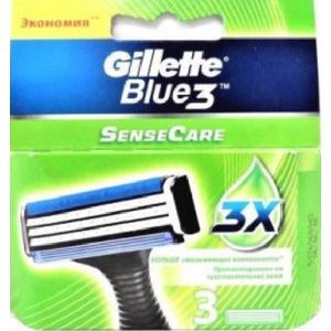 Gillette Sensor/Excel (blue 3 SenseCare), 15 stuks, Origineel, GESCHIKT VOOR ALLE GILLETTE SENSOR EN SENSOR EXCEL HOUDERS, 5 pakjes a 3 stuks = 15 stuks/mesjes