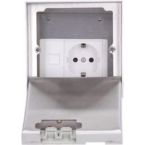 Inovra Plus - Stopcontact 16A Flush-Mount met EU Plug en Netwerkkabel Connector - Roestvrij Staal Marmer Patroon - Voor Huiselijk Gebruik