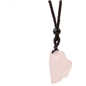 Bixorp Gems Edelsteen Ketting Ruwe Rozenkwarts Hanger aan Koord - Roze Edelstenen Sieraad - Cadeau voor Vrouwen & Meisjes