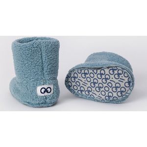 Woody - Oogjes - Pantoffels - IJsblauw - 100% Polyester Teddy