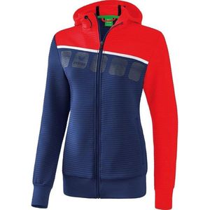 Erima 5-C Trainingsjack Met Capuchon Dames - New Navy / Rood / Wit | Maat: 44