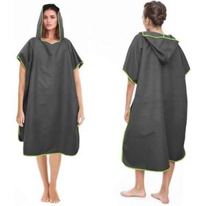 Universele badponcho en strandhanddoek van microvezel met capuchon voor dames en heren - Sneldrogend en lang, donkergrijs
