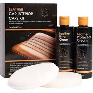 Lederen Auto Interieur Verzorging Set 250ml - Auto Bekleding Leer - Voordeel Verpakking - Reiniger en Protectie Crème + Applicator – Verzorgen Leer & Lederwaar - Leather Car Interior Care Kit 250ml