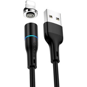 USAMS Laad en Data Kabel Magnetic USB-A naar Apple Lightning - Zwart