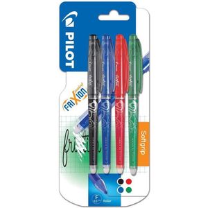 Pilot Frixion - Rollerball pen 0.5mm - Zwart, Blauw, Rood, Groen - blister 4 stuks