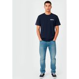 Deus Ex Machinavoor mannen. DMF251271C Stralen marine T-shirt (XS), Casual, Katoen, Korte mouwen, Marineblauw