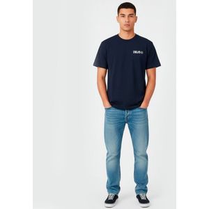 Deus Ex Machinavoor mannen. DMF251271C Stralen marine T-shirt (XS), Casual, Katoen, Korte mouwen, Marineblauw