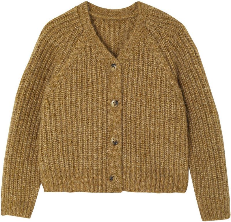 Gebreid Vest - Olijf - Met Knoopsluiting - Lange Mouwen