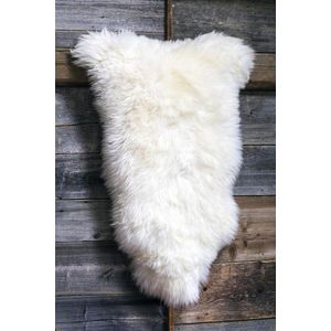 Schapenvacht Fluffy Donzig Wit Bruin Crème Vloerkleed voor Slaapkamer - Echt Dieren Deken - ESZ (Ivoor Kort 120 cm) vloerkleed