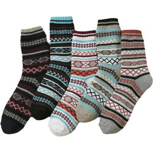Warme Sokken - Huissokken - Set van 5 paar - Dames/Heren - Warme Winter Sokken set - Thuissokken - Verwarmde sokken - Dikke Sokken - Slofsokken - Vintage Winter Sokken - Fluffy Sokken - maat 40-46