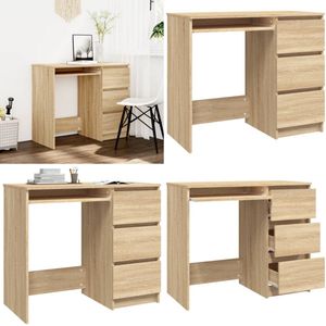 vidaXL Bureau 90x45x76 cm bewerkt hout sonoma eikenkleurig - Bureau - Bureaus - Tafel - Tafels