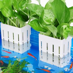 Verbeterde aquariumplantenhouder met haken en zuignappen voor aquariumaquariumplanten en aquascape-decoraties (wit),2 stuks