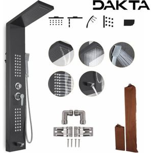 OxyFlowzy® - Douchepaneel met Massage | Regendouche | Massage Jets | Waterval Douche | met Thermostaatkraan en Handdouche | Zwart