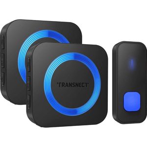 TRANSNECT - Draadloze Deurbel met 2 Ontvangers - 52 Melodieën - 5 Volume - IP65 Waterdicht – met Batterij voor 2 Jaar - Zwart