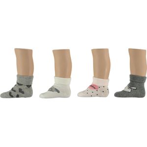 Apollo Babysokken Meisjes Polykatoen Grijs/wit Mt 56-68 4 Paar