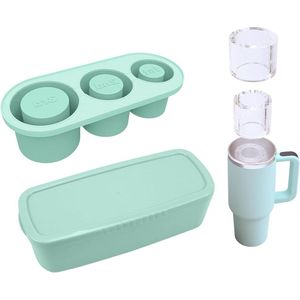 Siliconen ijsblokjesvorm met deksel - Stanley Cup design - 3 vakken - ijsblokjesschalen - accessoires - 120 ml