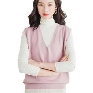 Dames Trui Vest Herfst Winter Mouwloos Kasjmier V-hals Losse Gebreide Tops Pullover Vest