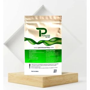 Painless All Day - Pijnloze Band (Pleister) Tegen Gewrichtspijn, Rugpijn, Kramp, Lage Energie | HALAL | 25 Pleisters per pak | Ginseng + L Carnitine | Bekend Onder Bouwvakkers en mensen met rugklachten | All Day International | Made in Korea