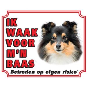 Shetland Sheepdog Waakbord - Ik waak voor Zwart