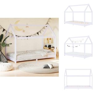 vidaXL Kinderbedframe - Kinderbedframes - Bed - Bedden - Kinderbedframe massief grenenhout wit 70x140 cm
