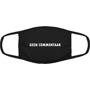 Geen commentaar grappig mondkapje | gezichtsmasker | bescherming | bedrukt | logo | Zwart mondmasker van katoen, uitwasbaar & herbruikbaar. Geschikt voor OV