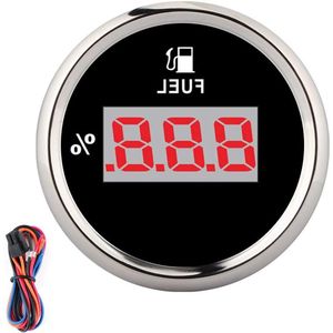 Brandstofmeter Digitaal oliepeilmeterpercentage voor 12 V/24 V Yacht Boot Cat Motorcycle (Zilver frame op zwart) met 2in 190ohm