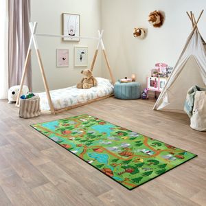 Carpet Studio Hiking Speelkleed - Speelmat 95x200cm - Vloerkleed Kinderkamer - Anti-slip Speeltapijt - Verkeerskleed - Groen